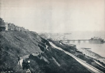 Folkestone - Vista mostrando los Lees y el muelle, 1895