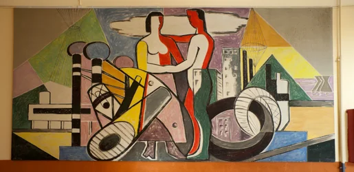Fortstraat. Complejo escolar (Koninklijk Atheneum). Interior. Segundo piso. Pintura. M. Aars (?).