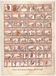 Cuarenta y ocho viñetas de maniobras de tauromaquia y escenas del ruedo