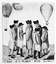 Aves de una Pluma Vuelan Juntas, un grupo de aeronautas, c1785