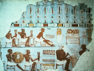 Fragmento de yeso pintado de la tumba de Sebekhotep, de Tebas, Egipto, Dinastía XVIII, c1400 a.C.
