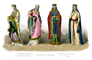 Traje francés: Capeto, siglos X-XI, 1882