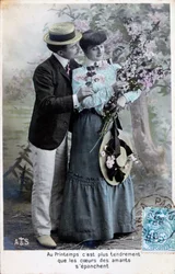 Postal romántica francesa, c. 1900