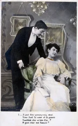 Postal romántica francesa, c1900