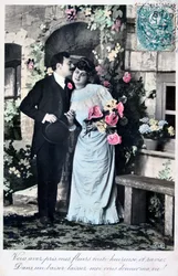 Postal romántica francesa, c1900