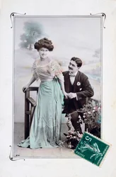 Postal romántica francesa, c1900