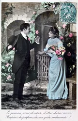 Postal romántica francesa, c1900
