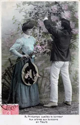 Postal romántica francesa, c. 1900
