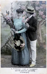 Postal romántica francesa, c1900