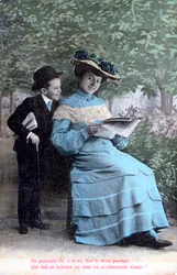 Postal romántica francesa, c1900