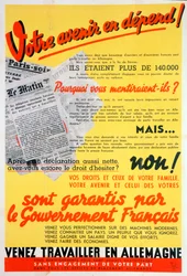 Póster de trabajadores franceses para Alemania, c1942-c1944