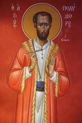 Fresco en la iglesia de la Santa Cruz, Pedoulas. San Polydor de Chipre, 20150510, Pedoulas, Chipre