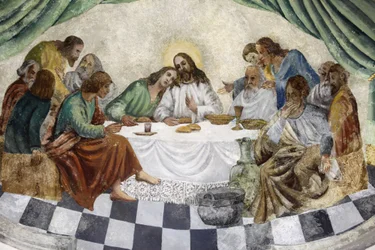 Fresco en la iglesia de Zollino: La Última Cena, Zollino, Italia