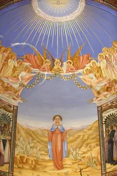 Fresco en la iglesia de la Visitación en Ein Kerem, Ein Kerem, Israel