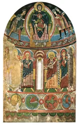 Fresco en la iglesia de Santa María de Taüll, Cataluña, España, 1928