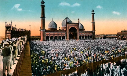 Oraciones del viernes, Jama Masjid, Delhi, India, principios del siglo XX