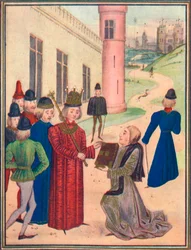 Froissart presentando su libro de poemas de amor a Ricardo II en 1395
