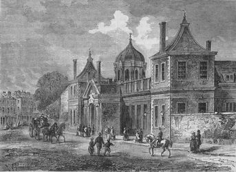 Fachada de Montagu House, Great Russell Street, Bloomsbury, Londres, 1830-1878