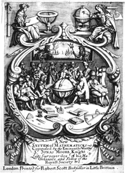 Frontispicio de A New System of Mathematicks de Jonas Moore, 1681