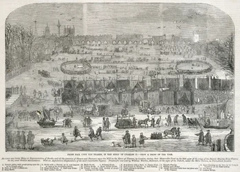 Feria de hielo en el Támesis durante el reinado de Carlos II, Londres, 1683
