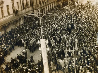 Procesión fúnebre del poeta Valery Bryusov, Moscú, URSS, 12 de octubre de 1924