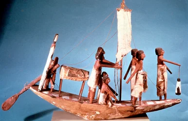 Barco funerario de madera pintada, 9ª Dinastía, Antiguo Egipto, 2232-2140 a.C.