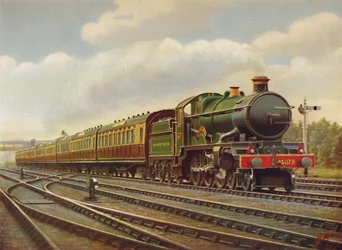 G.W.R. Cornish Riviera Limited Express a toda velocidad, locomotora Pendennis Castle, 1926