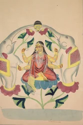 Gajalakshmi: Lakshmi con elefantes, 1800s