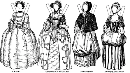 Galería de trajes históricos: Lo que la gente vestía en los primeros días georgianos, c. 1934