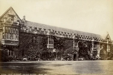 Frente del jardín, St Johns College, Oxford, Oxfordshire, finales del siglo XIX o principios del siglo XX