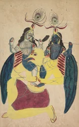 Garuda llevando a Balarama y Krishna, 1800s