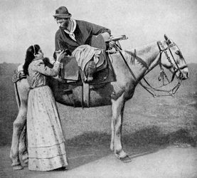 Enamorados gauchos intercambian mates, Argentina, 1922