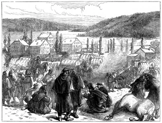 El General Bourbaki derrotó al ejército francés en Suiza, febrero de 1871