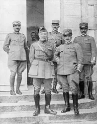 Encuentro del General Díaz y el General Foch en el cuartel general italiano, Italia, 2 de mayo de 1918
