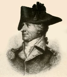 General Philemon Dickinson, mostrando abrigo de corte alto, c1780