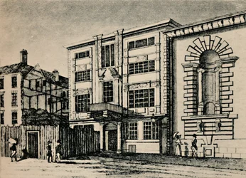 Oficina General de Correos, circa 1793 - Mostrando Edificios Adyacentes a Lloyds Coffee House, 1928