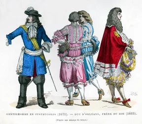 Traje de caballeros y el Duque de Orleans, Hermano del Rey Luis XIV, 1663 1882-1884