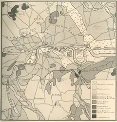 Mapa geológico del sitio de Londres, 1908