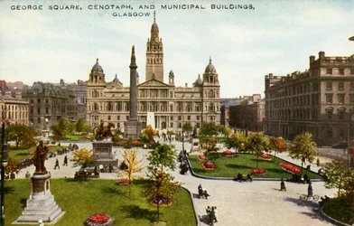 Plaza George, Cenotafio y Edificios Municipales, Glasgow, finales del siglo XIX-principios del siglo XX