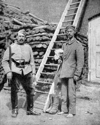 Prisionero de guerra alemán y un guardia, Primera Guerra Mundial, 1915