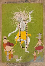 Dios Shiva en Su Aspecto Feroz como Mahakala Bailando, c. 1700-1710