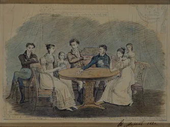 Familia Golitsyn en la mesa, 1820