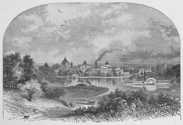 Edificios gubernamentales en la isla de Wards, 1883
