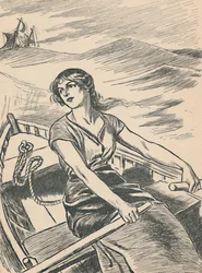 Grace Darling rema hacia el naufragio, c1907