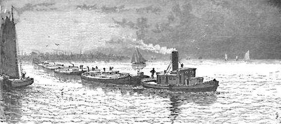 Buques de grano saliendo de Chicago, 1883