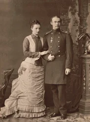 Gran Duquesa Anastasia Mikhailovna de Rusia y Gran Duque Federico Francisco III, 1878
