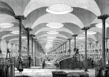 Gran salón en la fábrica de lino de Messrs Marshall, Leeds, c. 1880