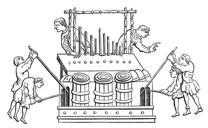 Gran órgano con fuelles y teclado doble, siglo XII, 1870