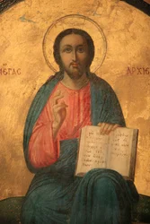 Icono ortodoxo griego que representa a Cristo como sumo sacerdote