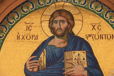 Icono griego ortodoxo que representa a Jesucristo, Tesalónica, Grecia